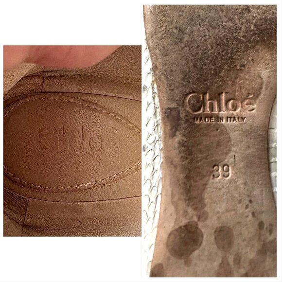 Chloe Lauren Ballet Ballerina Flats, in white snake, Scalloped edge, Size 39 - Picture 8 of 11